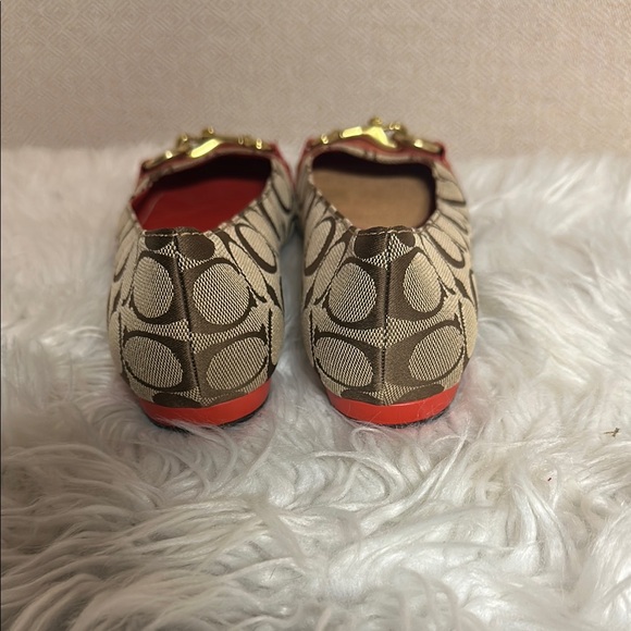 Coach Women's Tan and Red Loafers - Picture 3 of 11